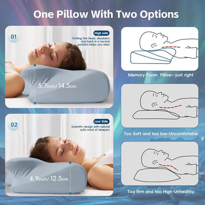 Ergonomic Memory Foam Neck Pillow for Comfort and Support - Ideal for Home and Travel