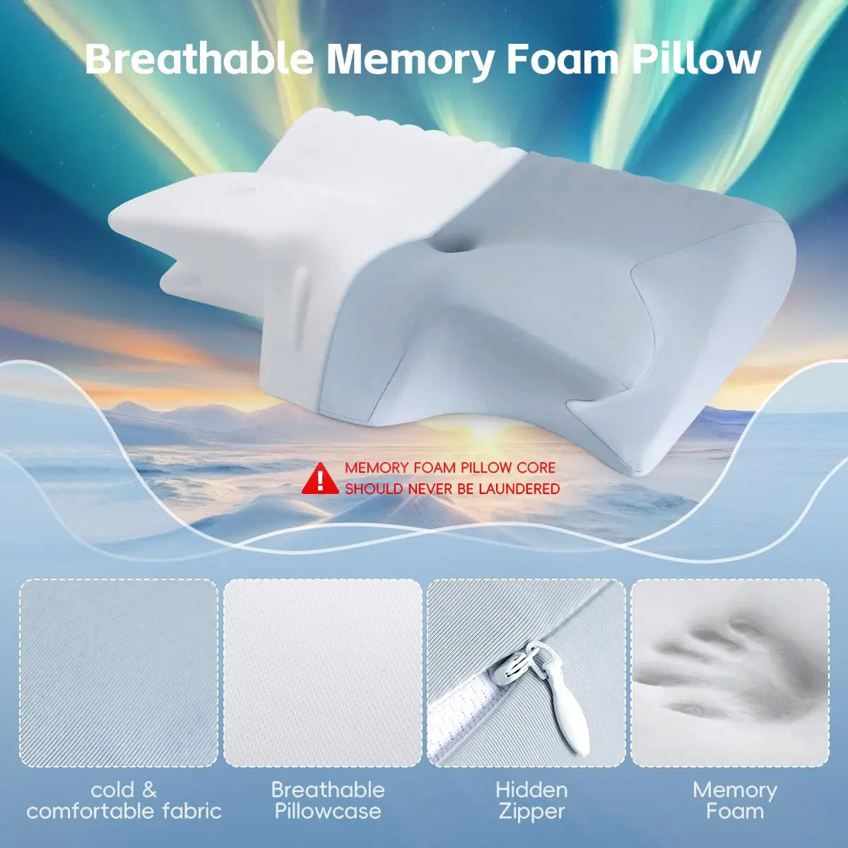 Ergonomic Memory Foam Neck Pillow for Comfort and Support - Ideal for Home and Travel