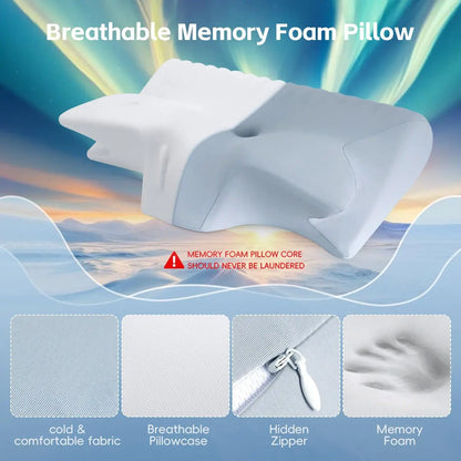 Ergonomic Memory Foam Neck Pillow for Comfort and Support - Ideal for Home and Travel
